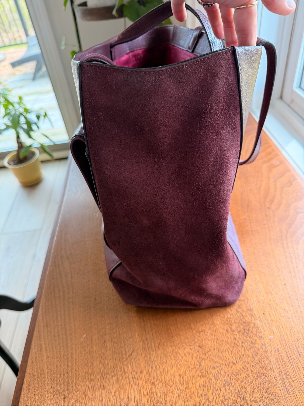 Kate Spade Roselyn Hunts Place Wine Suede Leather Tote Bag - Picture 6 of 11